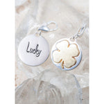 LUCKY Clover Amanda Blu ONE Two Sided Two-tone Gold and Silver Love Gift Friend- 