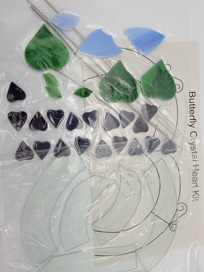KIT! CRYSTAL HEART BUTTERFLY Studio One Art Glass Precut Glass You Make It 9103-
