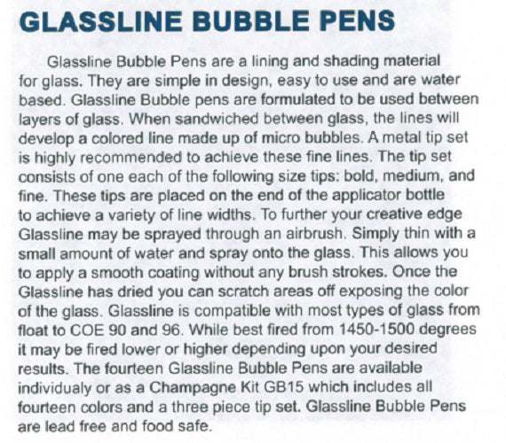 Choice of Color Glassline Bubble Paint Any COE Glass Fusing Supplies 96 90-