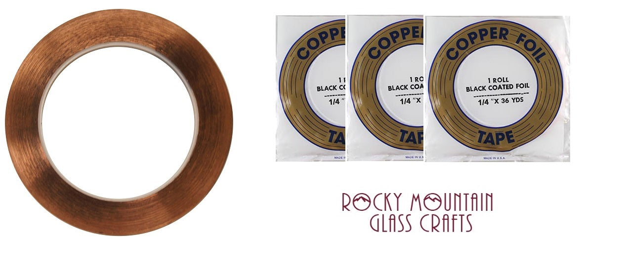 3 Rolls 1/4" BLACK BACK EDCO Copper Foil Tape For Stained Glass 36 yards Supplies 1mil-