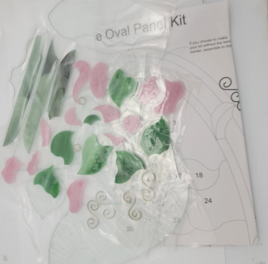 KIT Oval Rose Panel Precut Stained Glass Studio One 18.5 x 10" Read Description-