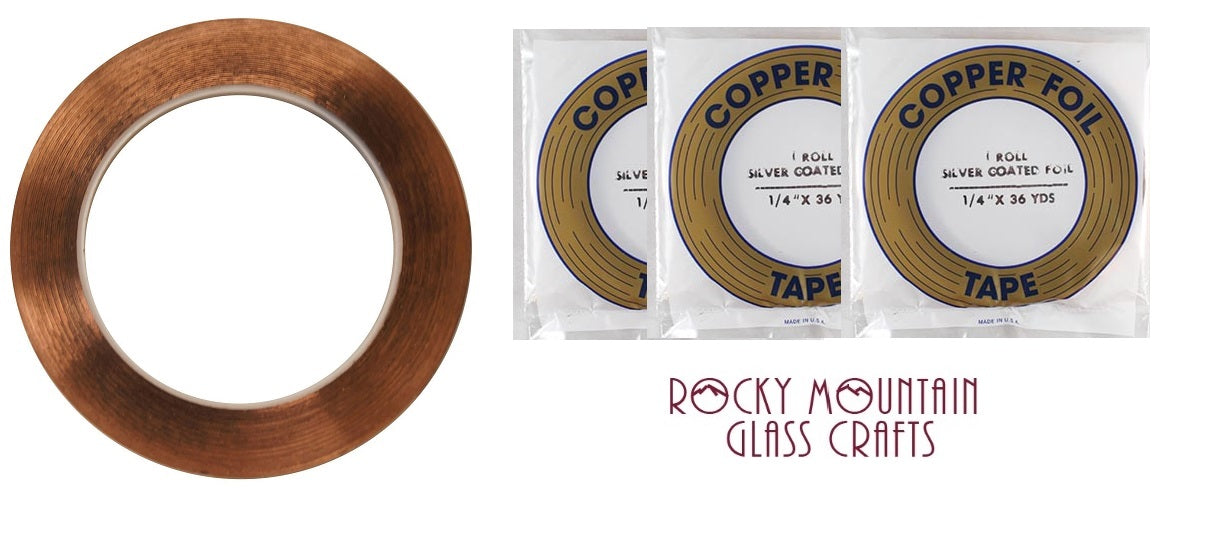 3 Rolls 1/4" SILVER BACK EDCO Copper Foil Tape For Stained Glass 36 yards Supplies 1mil-