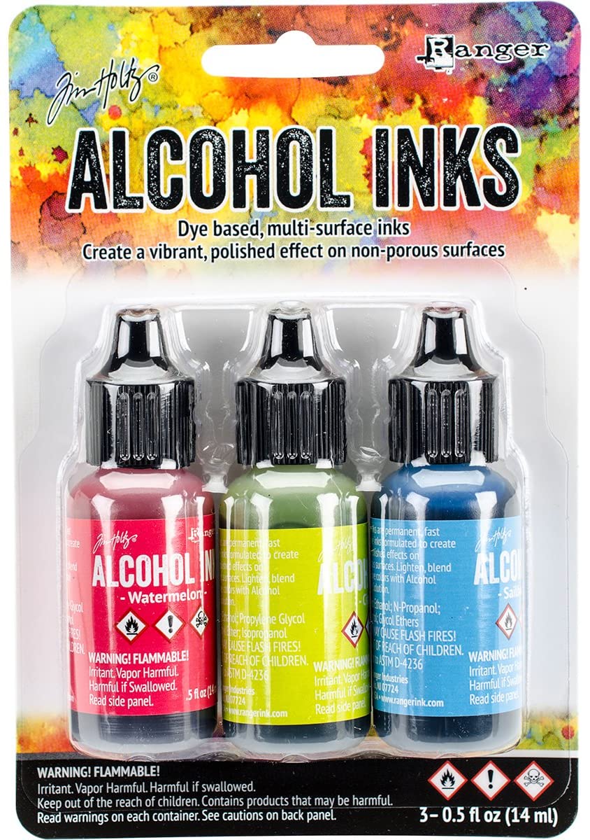 Tim Holtz Ranger ALCOHOL INK SETS Three 1/2 oz bottles CHOICE Coordinated Colors-Model Dockside Picnic