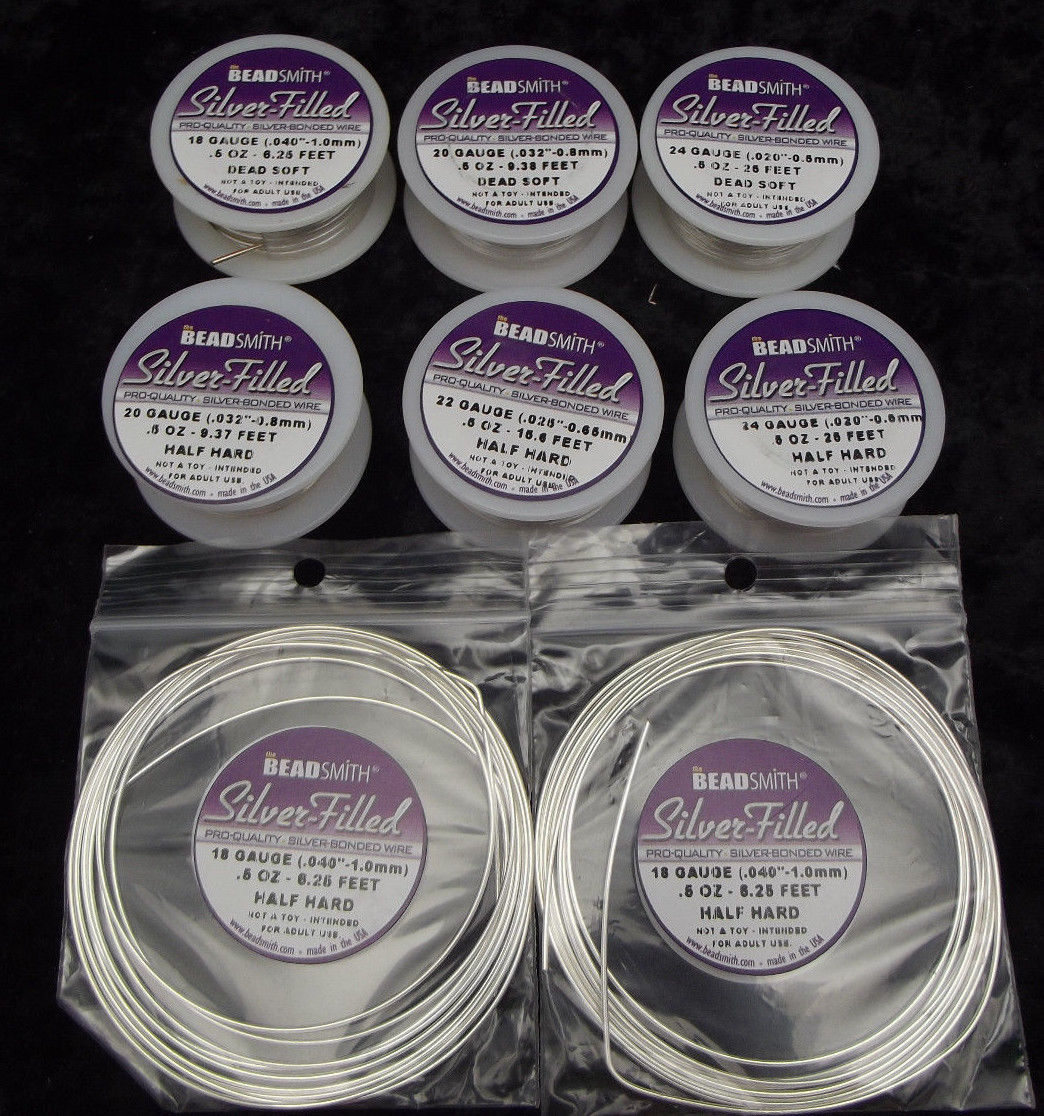 Beadsmith Pro Silver Bonded Filled Wire Half Hard Dead Soft 18 20 22 22 26 28 ga-