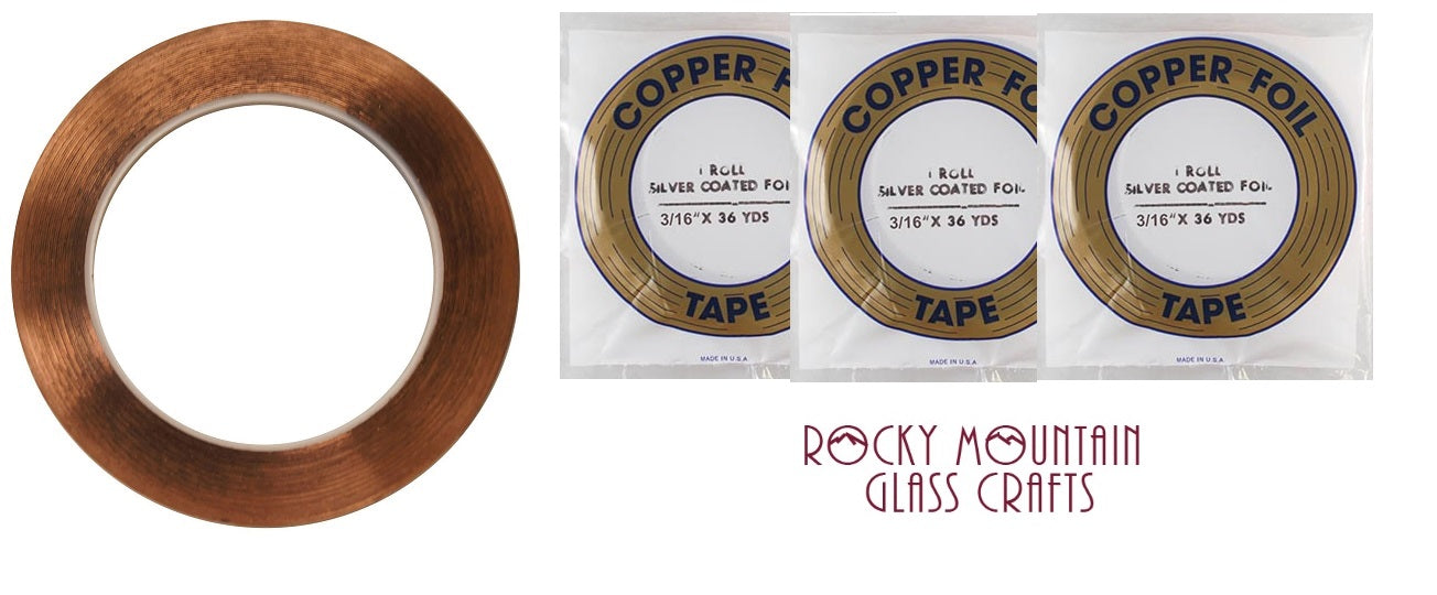 3 Packs 3/16" SILVER BACK EDCO Copper Foil Tape For Stained Glass 36 yards Supplies 1mil-