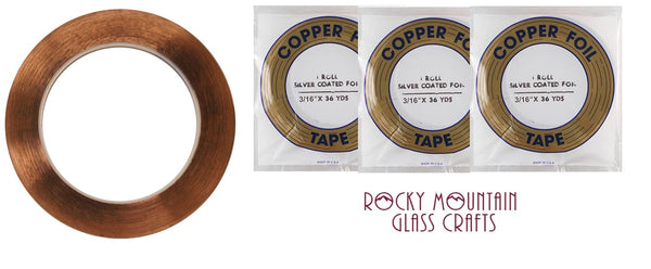 3 Packs 3/16" SILVER BACK EDCO Copper Foil Tape For Stained Glass 36 yards Supplies 1mil- 
