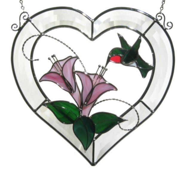 CRYSTAL HEART HUMMINGBIRD KIT Precut Stained Glass PLEASE READ DESCRIPTION! 9101-