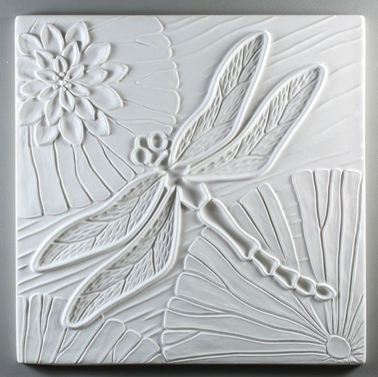 Dragonfly Texture Tile Plate Square Glass Fusing Mold Creative Paradise 10"-