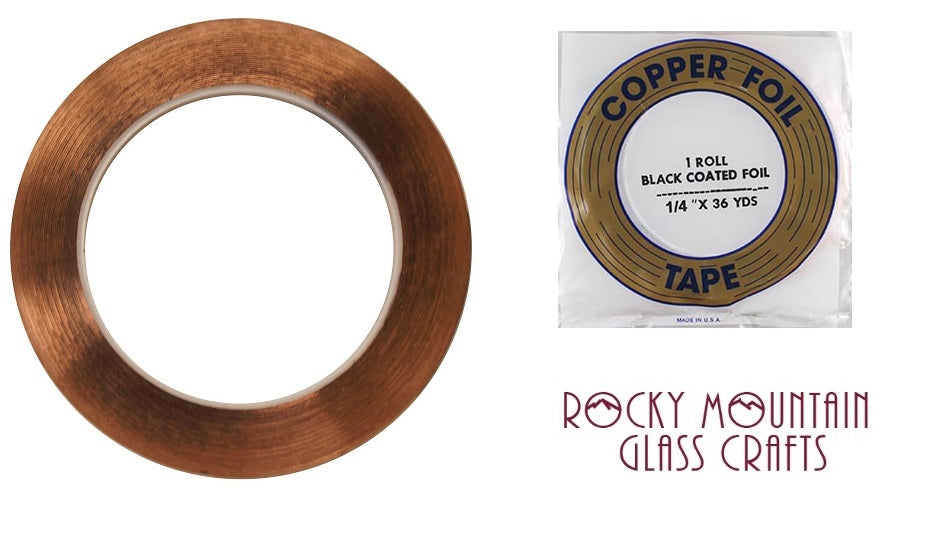 1/4" BLACK BACK EDCO Copper Foil Tape For Stained Glass 36 yards Supplies 1mil-