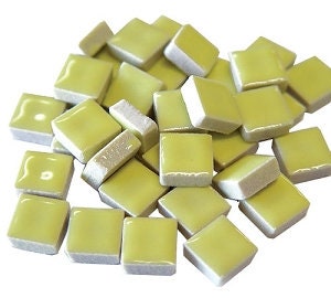 Yellow 3/8" Ceramic Tiles 4 ounce Package About 125 Pieces Small Mosaics Glazed Crafts Doll House-