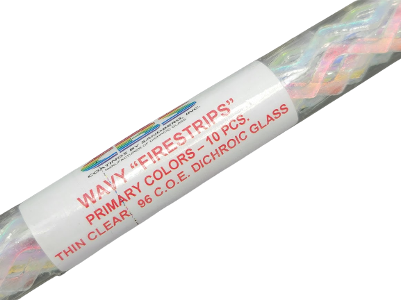 Primary Colors 96 COE on CLEAR 2mm Firestrips Fire Strips Dichroic 16" 10 Glass-