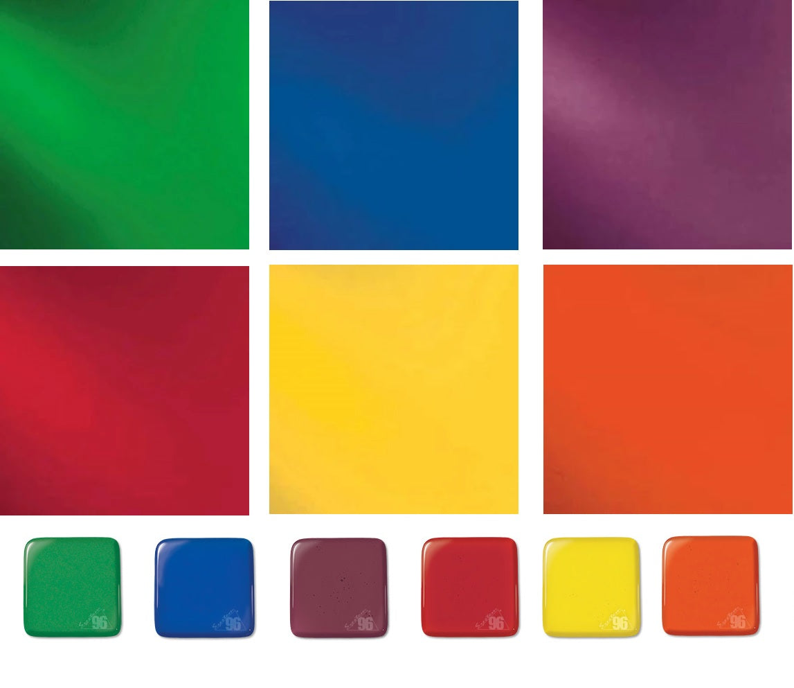 6 Pieces 6x6" Spectrum System 96 COE RAINBOW Transparents Pack Glass Sheets-