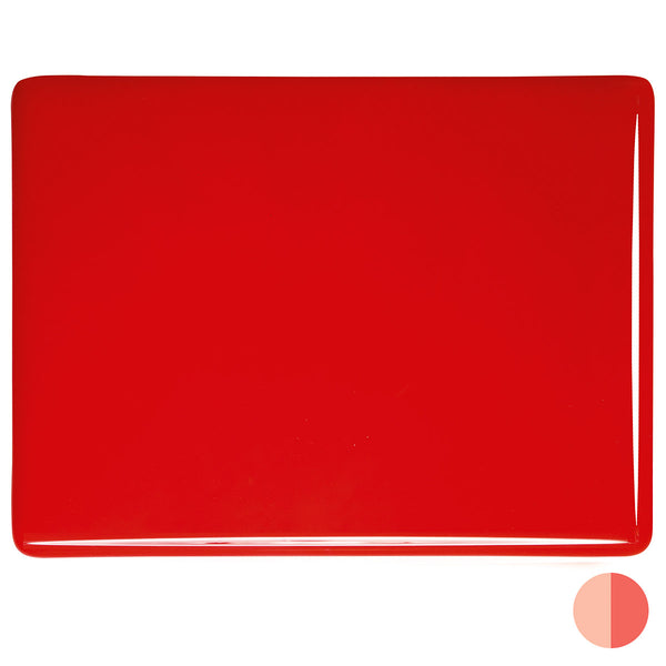 0225 Pimento Red Orange Striker Opalescent Bullseye 90 COE Glass Sheet 10x10" 90COE Fusible- 
