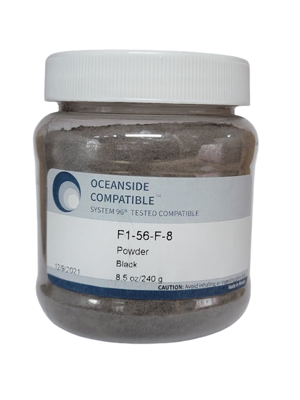 F1 56 96 Black Opal POWDER 96 COE Frit 8.5 oz Jar l- 