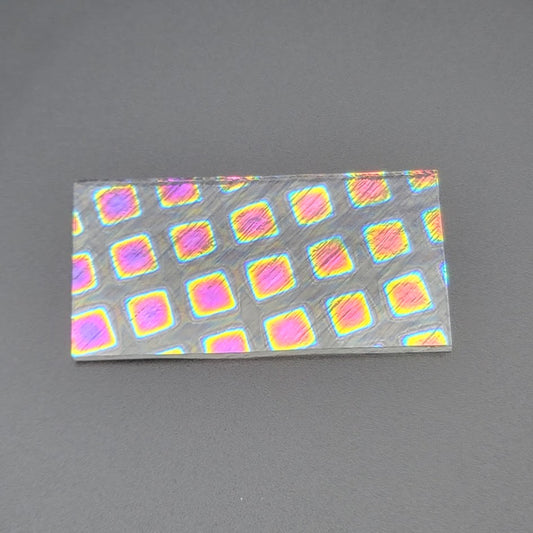 1x2" 90 COE Square 3 Rainbow on CLEAR Dichroic Glass Sample Fusing-