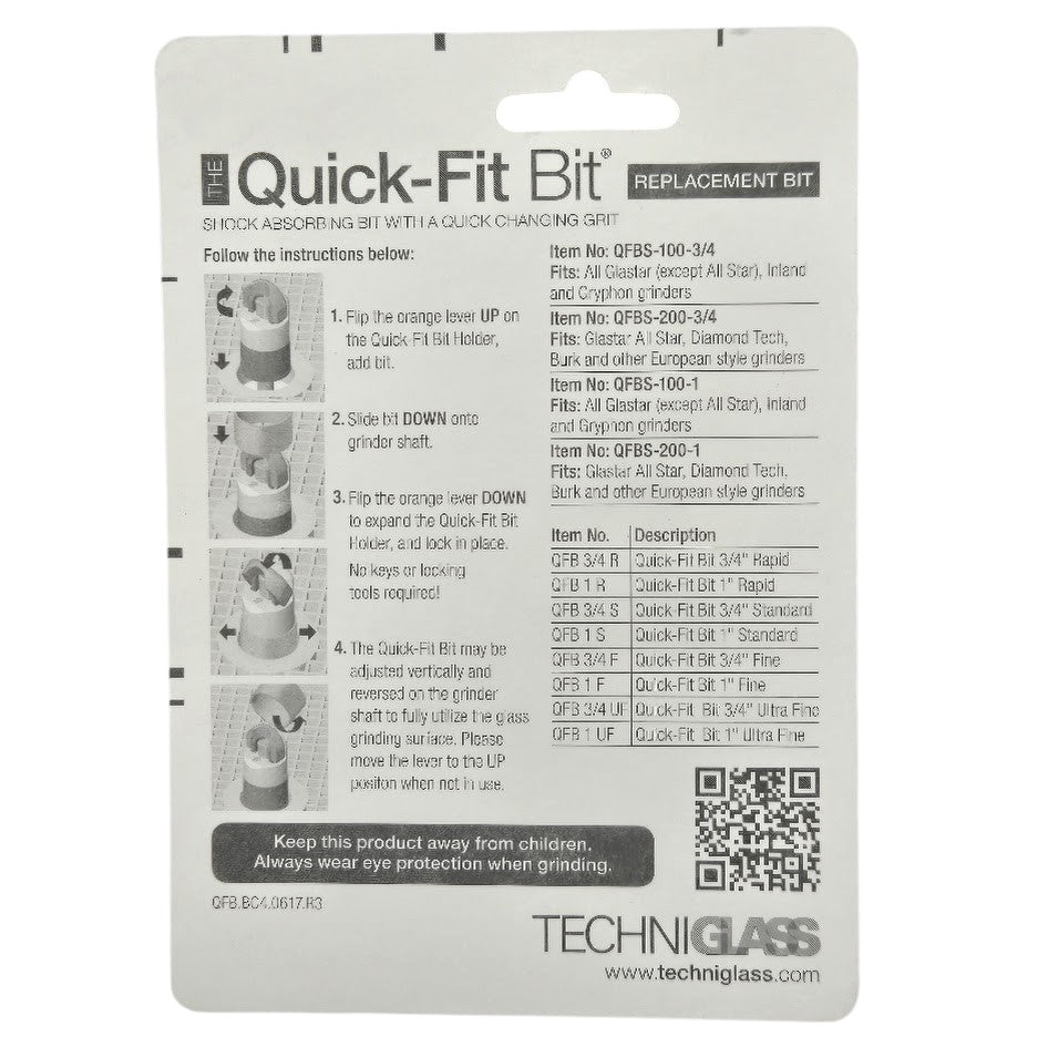 1" Fine Quick Fit Bit Stained Glass Grinder Accessory by Techniglass Replacement- 