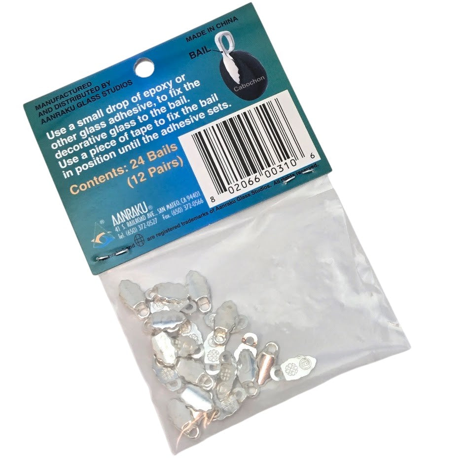 SILVER plated Earring Bails for FUSED GLASS JEWELRY 24 12 Pairs Glue-On Aanraku- 