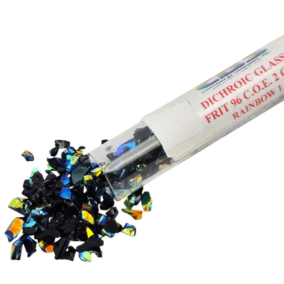 CBS Dichroic Frit 96 COE Rainbow One on BLACK Glass Fusing Supplies 2 oz tube- 