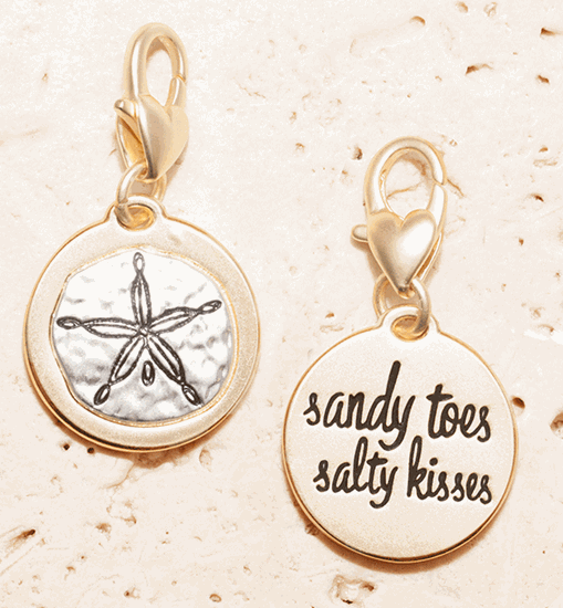 Sandy Toes Salty Kisses Sand Dollar Amanda Blu Two Sides Two-tone Gold & Silver- 