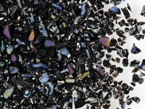 F3 56 96 IR Black Opal Iridized MEDIUM 96 COE Frit 8.5 oz Jar- 