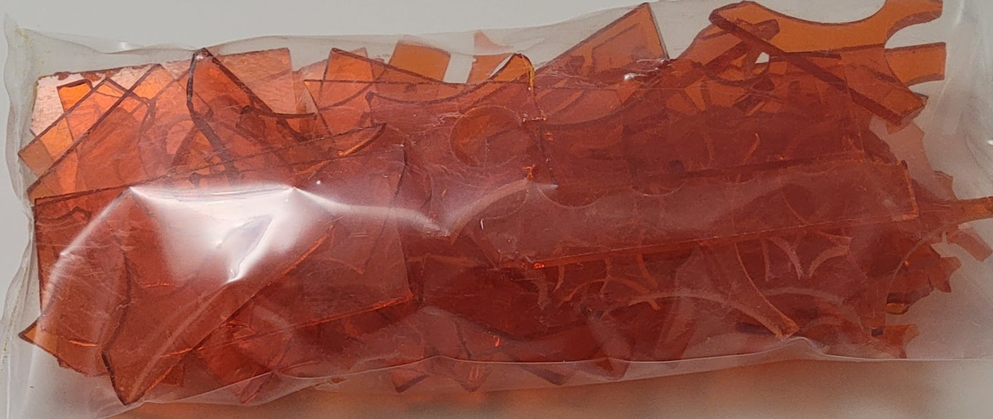 171 Orange Transparent 96 COE Scrap Glass 8 oz Package 96COE Sheet- 