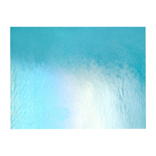 1116 Turquoise Blue Thin Rainbow Iridized Transparent Bullseye 90 COE Glass Sheet 10x10" 90COE- 