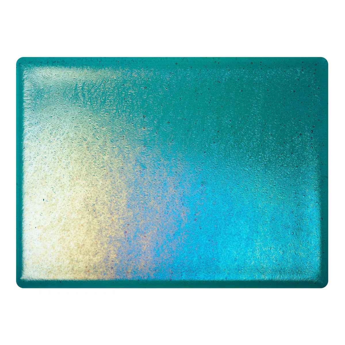 1176 Peacock Blue Transparent Rainbow Iridized 90 COE Bullseye Fusing Glass Sheet 5x5 inch 3mm- 