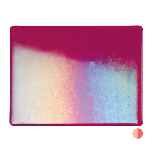 1322 31 Garnet Red Transparent Rainbow Iridized 90 COE Bullseye Fusing Glass Sheet 5x5 inch 3mm- 