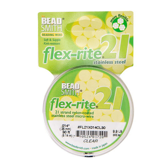 Stainless Steel CLEAR .014" 21 Strand 30' BEADSMITH FLEX-RITE Bead Wire FLEXRITE- 