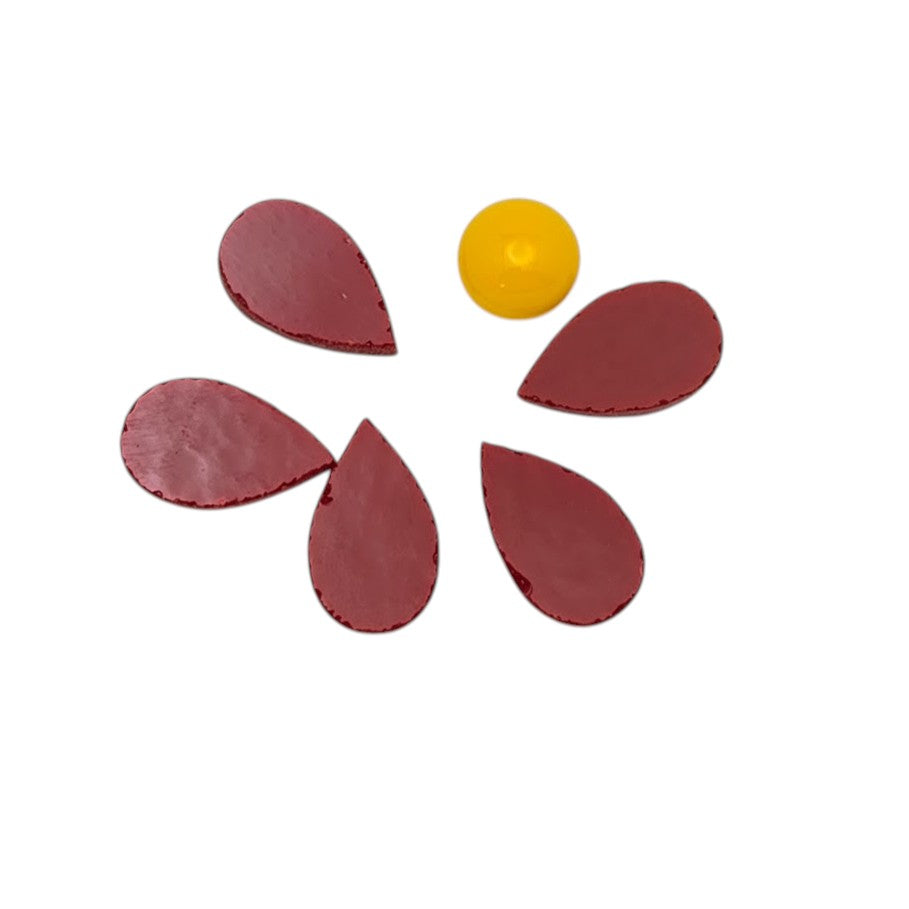 Sale! Red Opal 96 COE Five Petal Flower Glass Precuts for Fusing Supplies- 