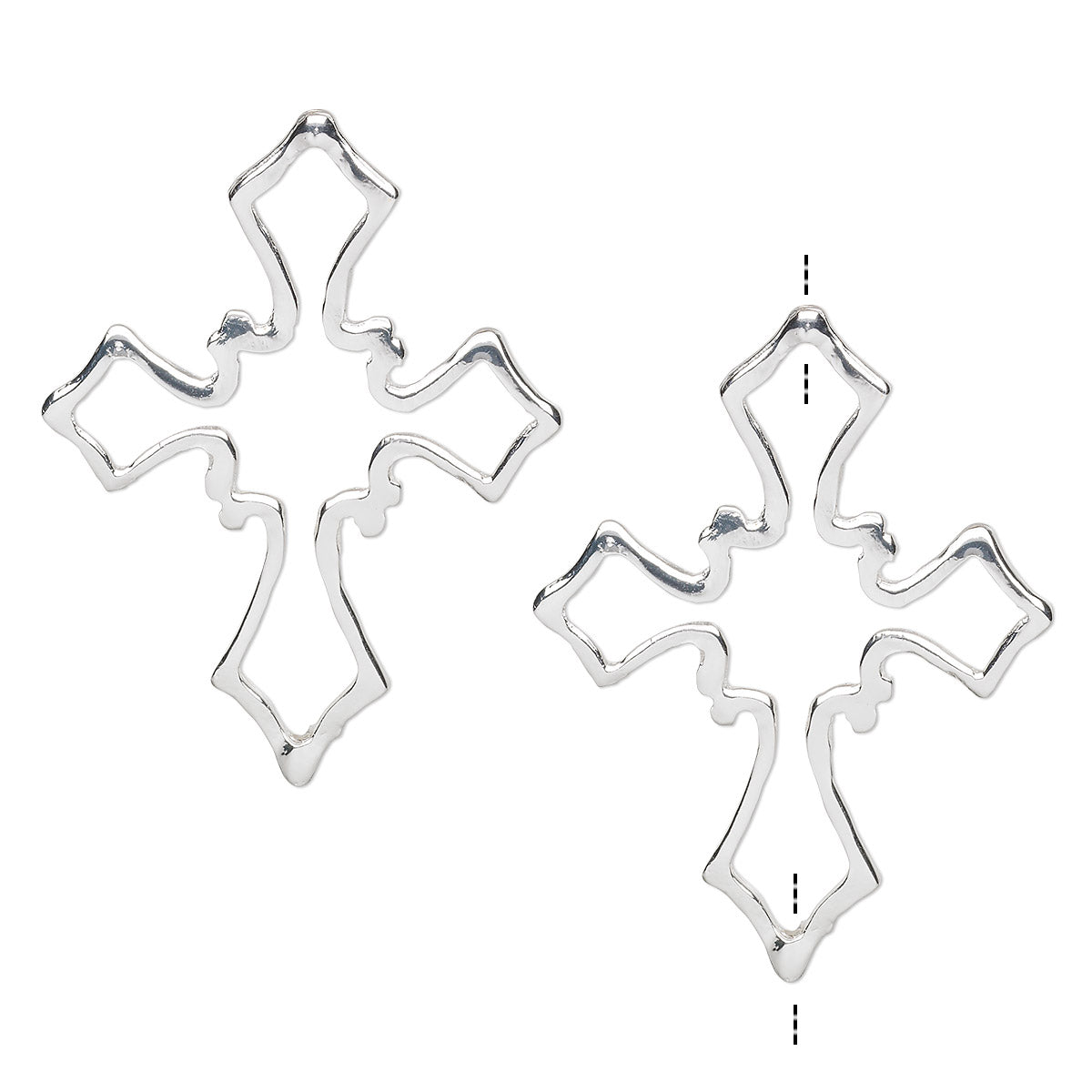 2 BEAD FRAMES silver-plated 42x33.5mm FANCY CROSS String Top to Bottom Nice!- 