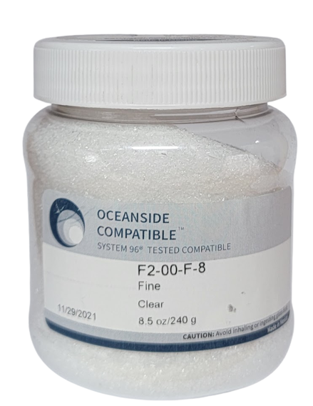 F2 00 96 Clear FINE Frit 8.5 oz Jar 96 COE- 
