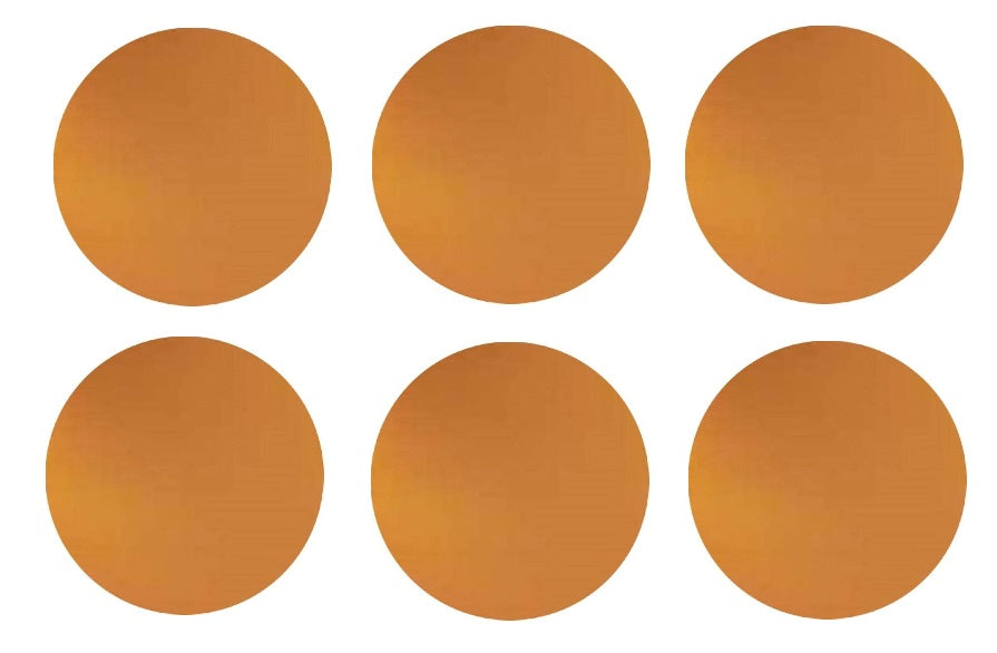 Six 96 COE Medium Amber Transparent Glass Circles Choice 1/2, 3/4, 1, 1 1/2 inches Fusing Supplies-Size 1" Six Pieces