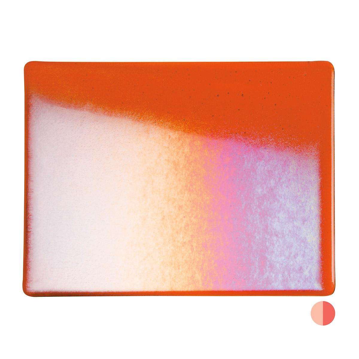 1125 Rainbow Iridized Orange Transparent Bullseye 90 COE Glass Sheet 10x10" 90COE Fusing Supplies- 