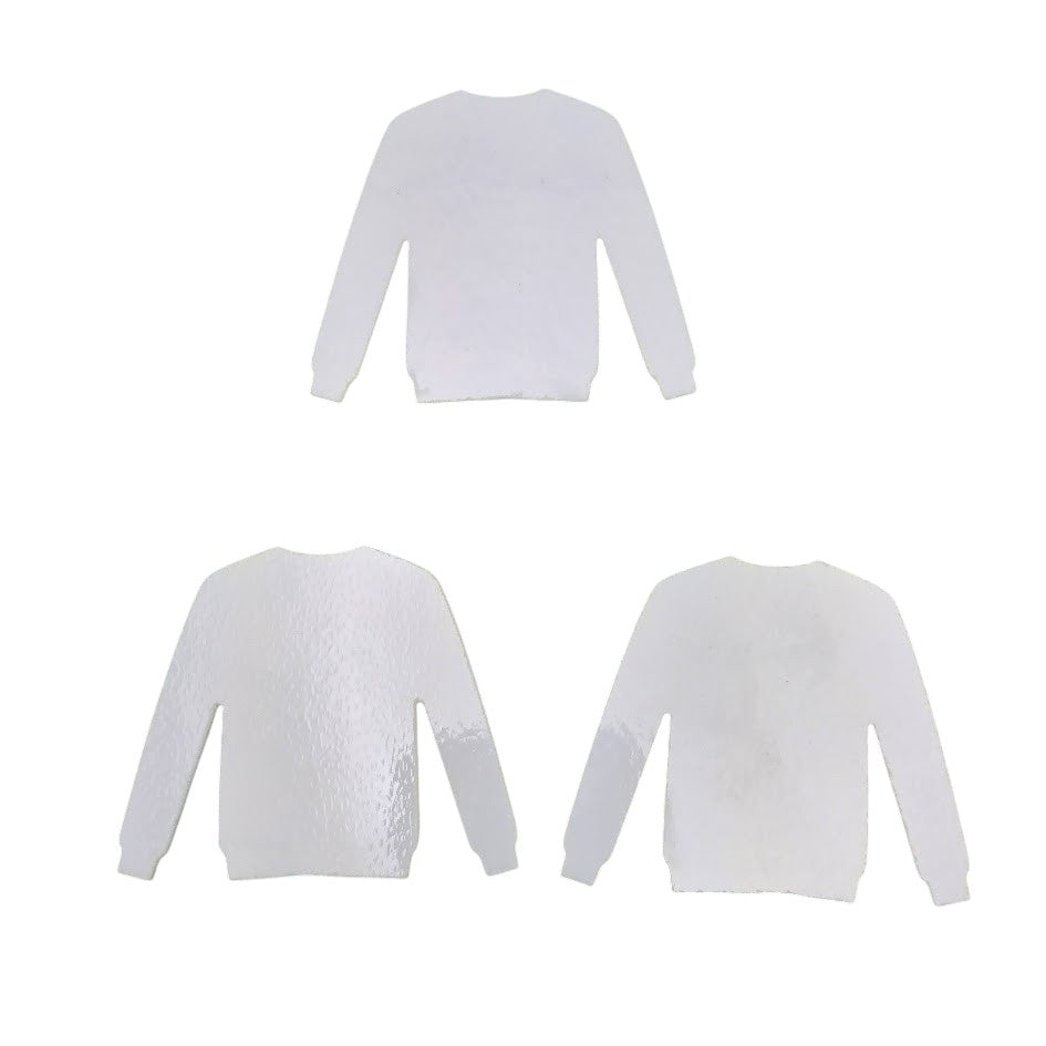 Three WHITE 96 COE Fusible Sweater Precut Glass 2 6/8 x 2 1/8 in Ornament Christmas Ugly- 