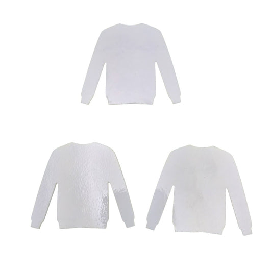 Three WHITE 96 COE Fusible Sweater Precut Glass 2 6/8 x 2 1/8 in Ornament Christmas Ugly- 