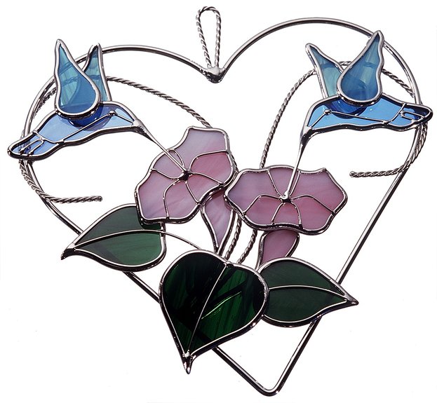HEART Metal Suncatcher Stained Glass Panel FRAME 8x8 inches Supplies Nickle Plated- 