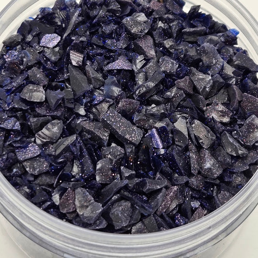 Coarse Blue Aventurine Goldstone FRIT Lampwork Fusing 8 oz SPARKLES 3-5mm- 