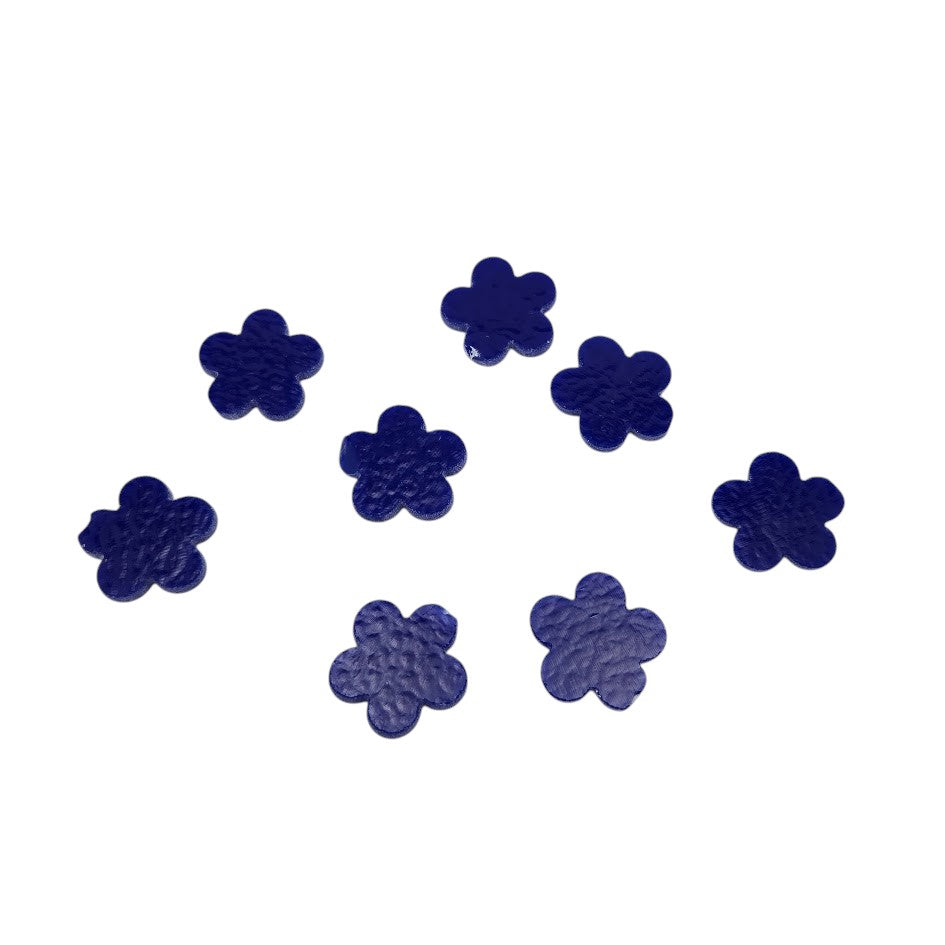 FLAWS Set of Eight Blue Opal Happy Flowers 90 COE Bullseye Precut Glass- 