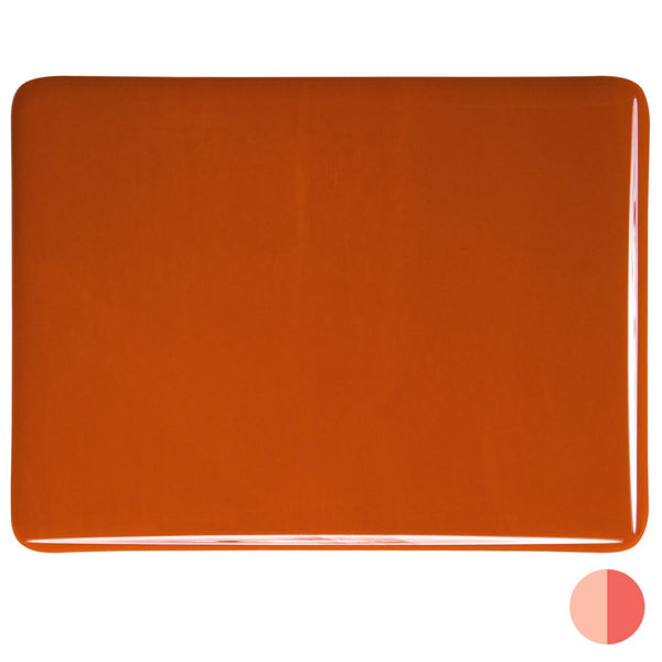 0329 Burnt Orange Opal Striker Bullseye 90 COE Glass Sheet 10x10" 90COE Fusible- 