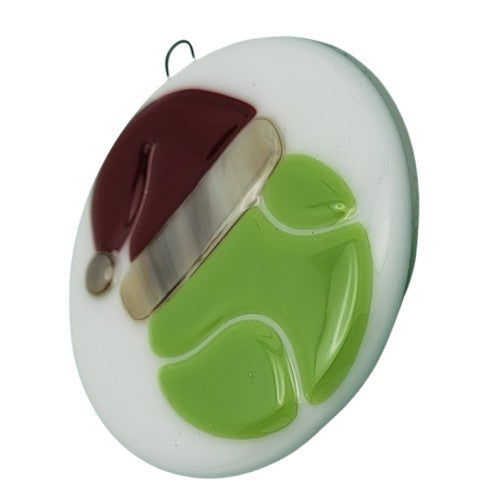 Tennis Ball Santa Christmas Ornament Handmade Fused Glass Club Instructor Pro- 