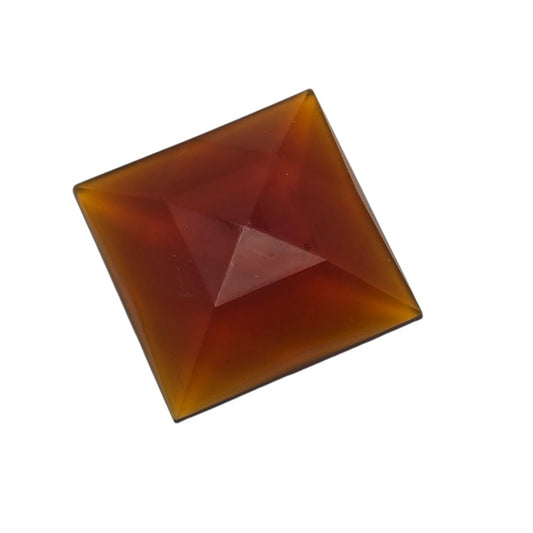 Dark Amber ONE SQUARE Glass Faceted Jewel 30mm 1.18" German Made Bevels- 