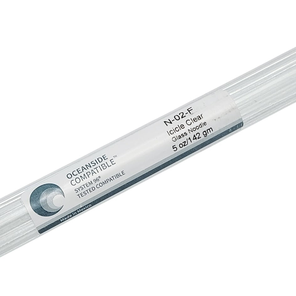02 Icicle Clear Noodles System 96 COE Full 5 oz Tube Supplies Fusible Glass- 