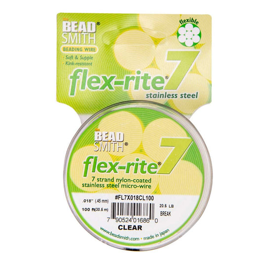 Stainless Steel CLEAR .018" 7 Strand 100' BEADSMITH FLEX-RITE  Wire FLEXRITE- 