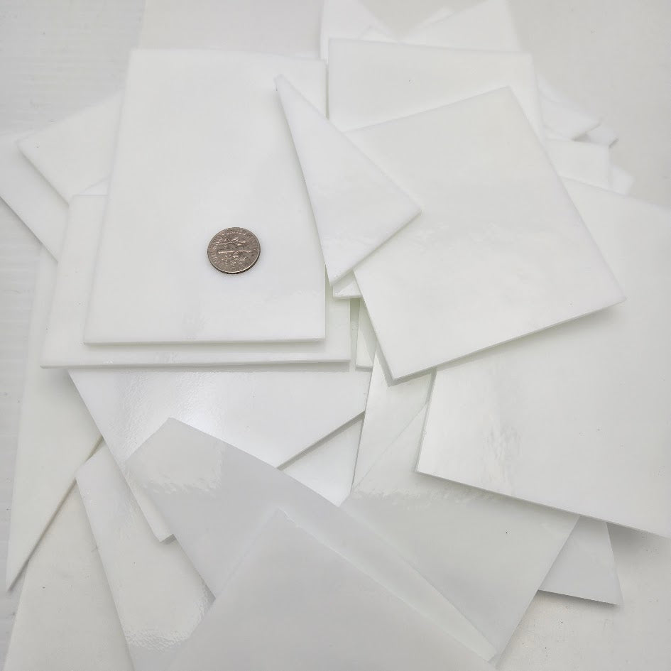 White Opal 96 COE Scrap Packs One Pound 3" Glass Fusing Mosaics Fusible Sheet- 