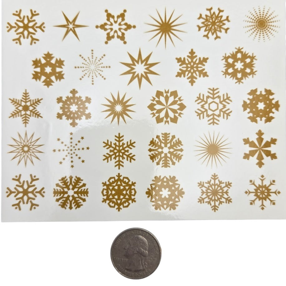 Snowflakes Gold Fuse Art Decals for Glass Fusing 5.25 x 4 inch sheet- 