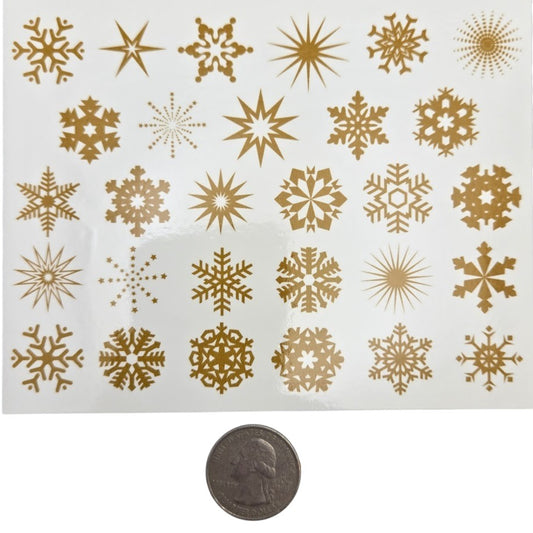 Snowflakes Gold Fuse Art Decals for Glass Fusing 5.25 x 4 inch sheet- 