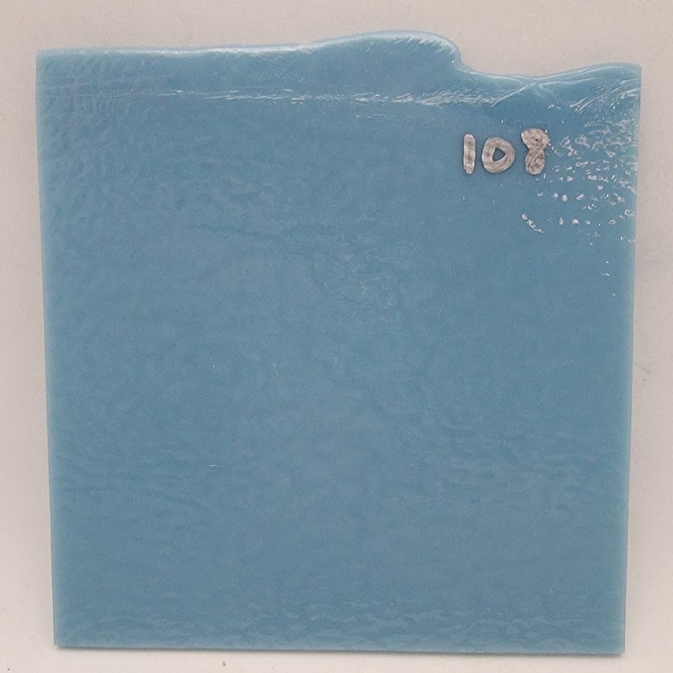 0108 Powder Blue Opalescent Bullseye 90 COE Glass Sheet 10x10" 90COE Fusible- 