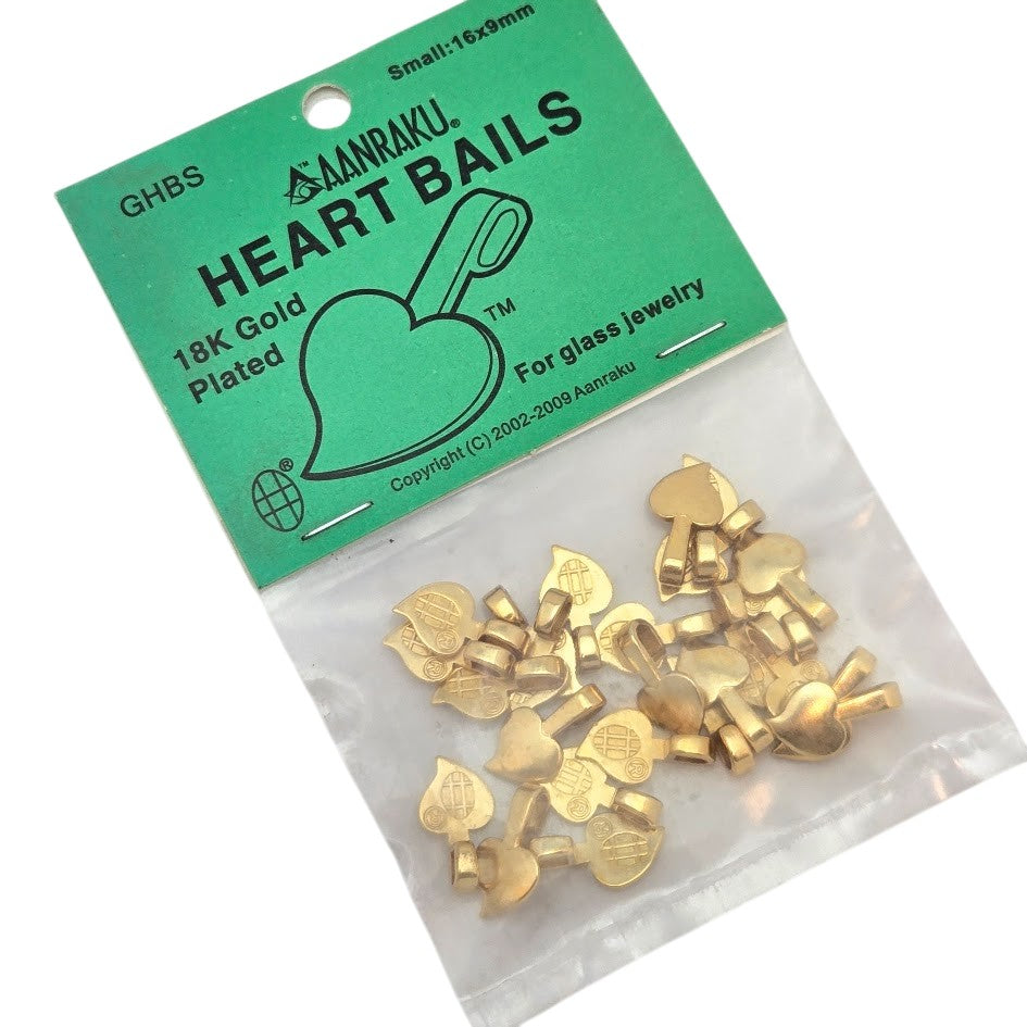 Aanraku HEART Bails GOLD Plated Small 25 Glue On Pendant Findings Gorgeous- 