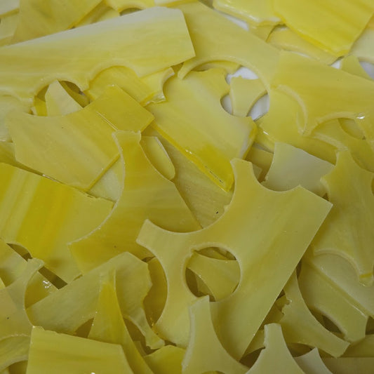367.1 Yellow Transparent White Opal 96 COE Scrap Glass 8 ounce Package 96COE Fusible- 